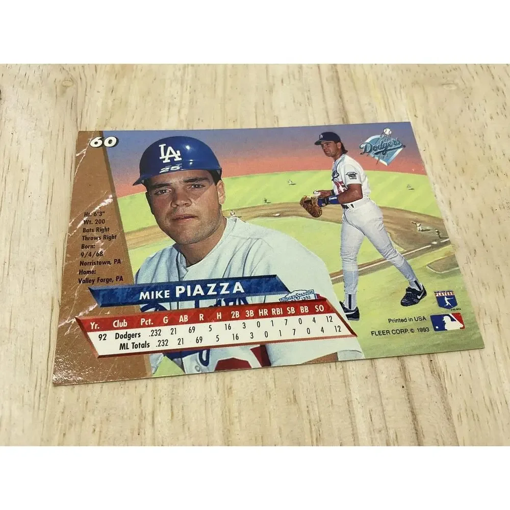 Vintage Los Angeles Dodgers Card MLB Baseball Rookie Mike Piazza‎ 1993 90s
